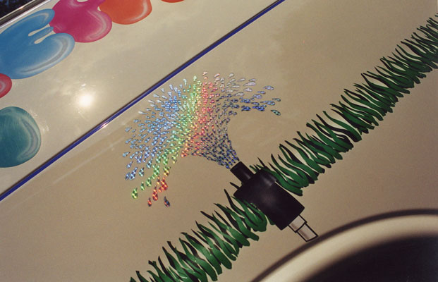 holographic decals on sprinkler van