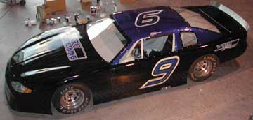 late model stock car with painted graphics