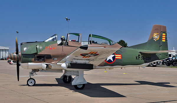 Historically correct recreation of South Vietnamese Airforce graphics airbrushed on T-28 fighter plan.