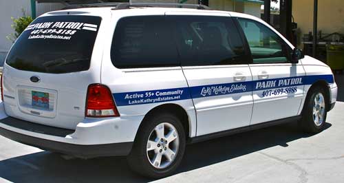 lake kathryn security van with reflectivevinyl logos