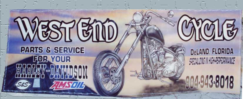 west end cycle deland airbrushed sign