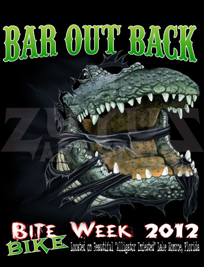 gator biting through shirt